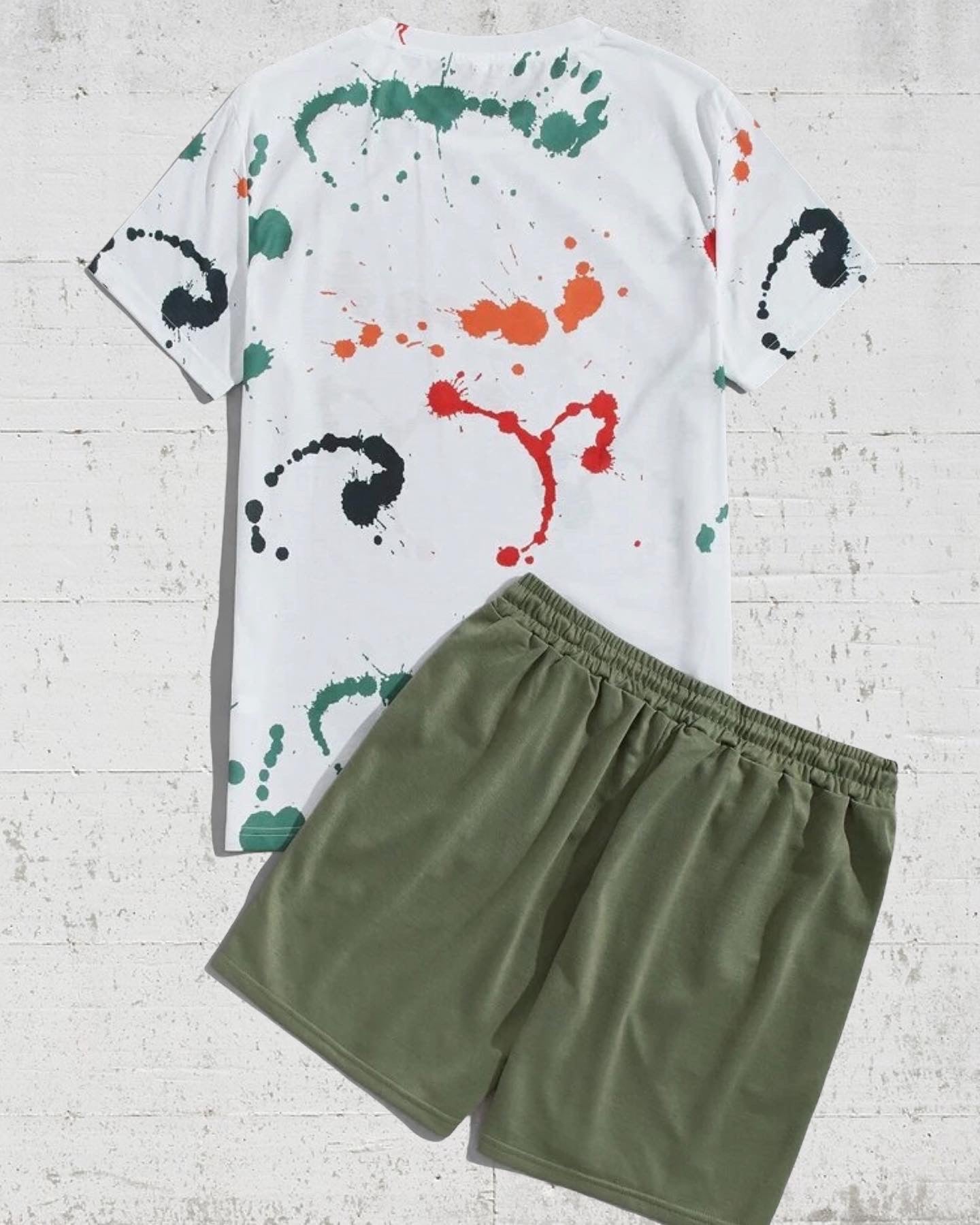 Men’s paint splash tee & shorts set - Christina’s unique boutique LLC