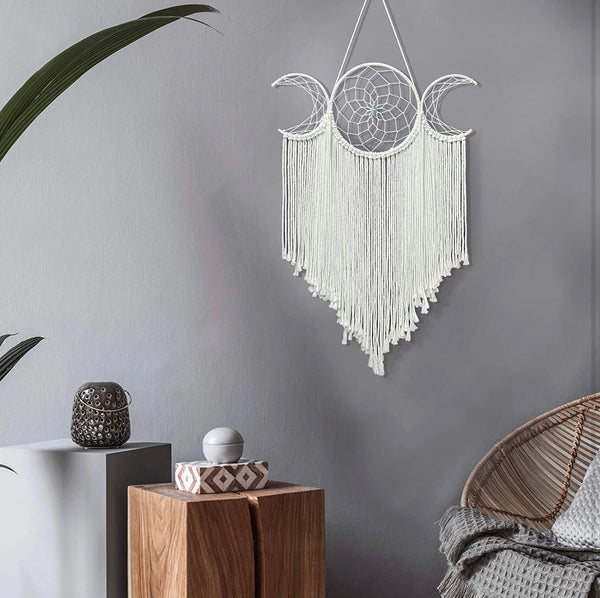 Triple moon Goddess Macrame Woven Wall Hanging - Christina’s unique boutique LLC