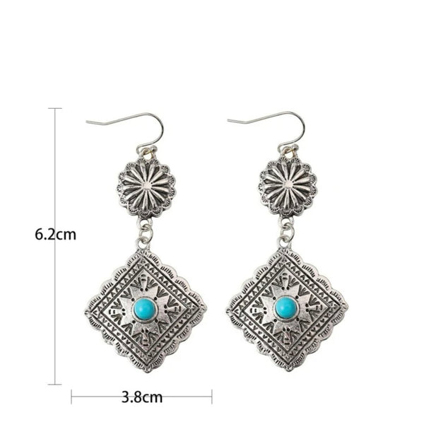 Turquoise decor geometric drop earrings