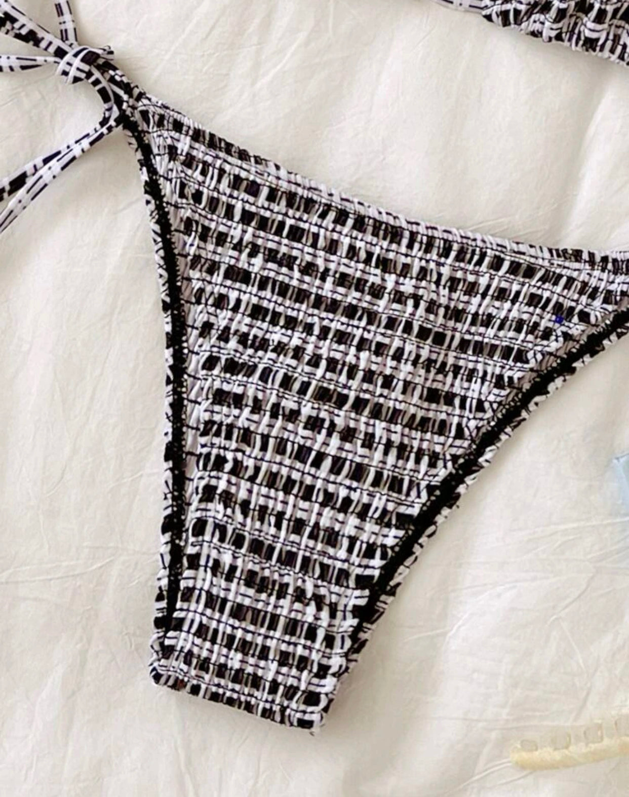 Smock halter triangle bikini swimsuit