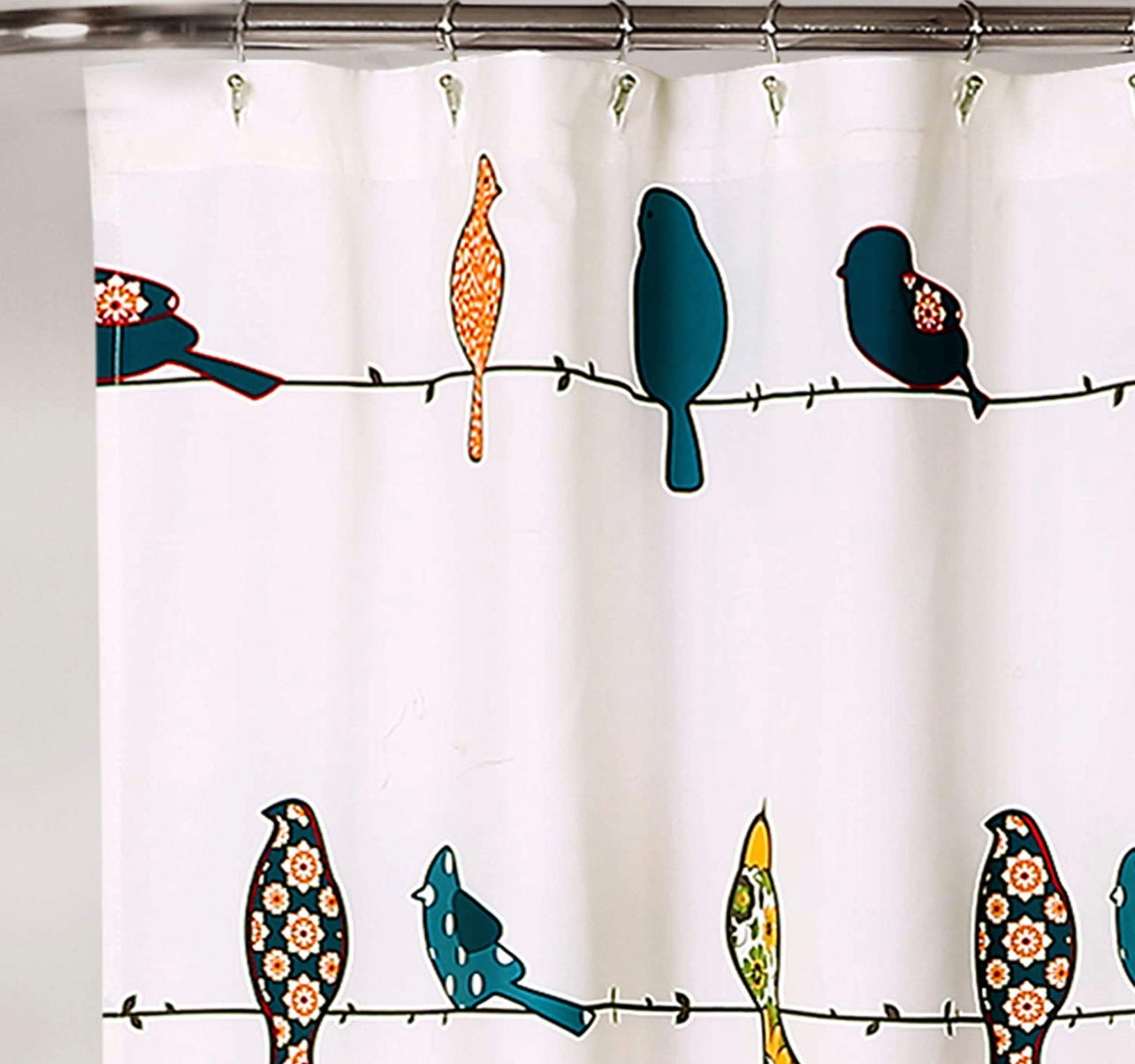 Multicolor Rowley Shower Curtain-Floral Animal Bird Print Design for Bathroom, x 72, 72 in x 72