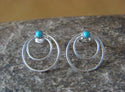 Vintage inspired Circle Hoop Blue Stone Post Earrings