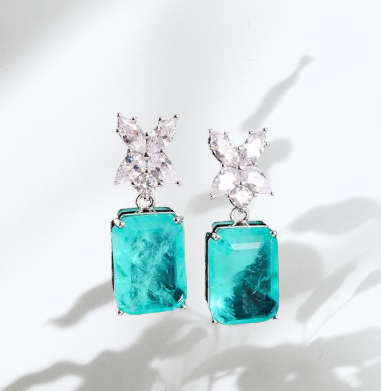 Geometric zircon drop earrings