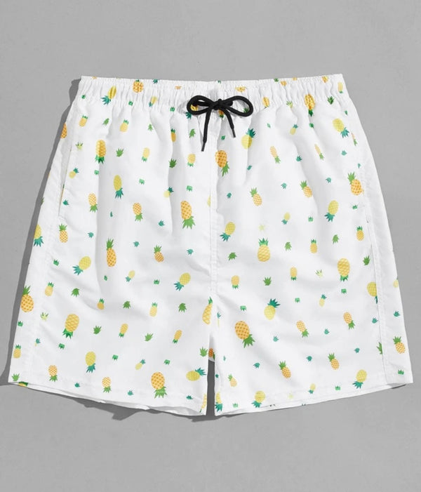 Men’s pineapple print swim trunks