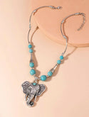 Turquoise decor elephant charm necklace