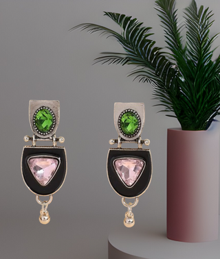 Rhinestone decor drop earrings
