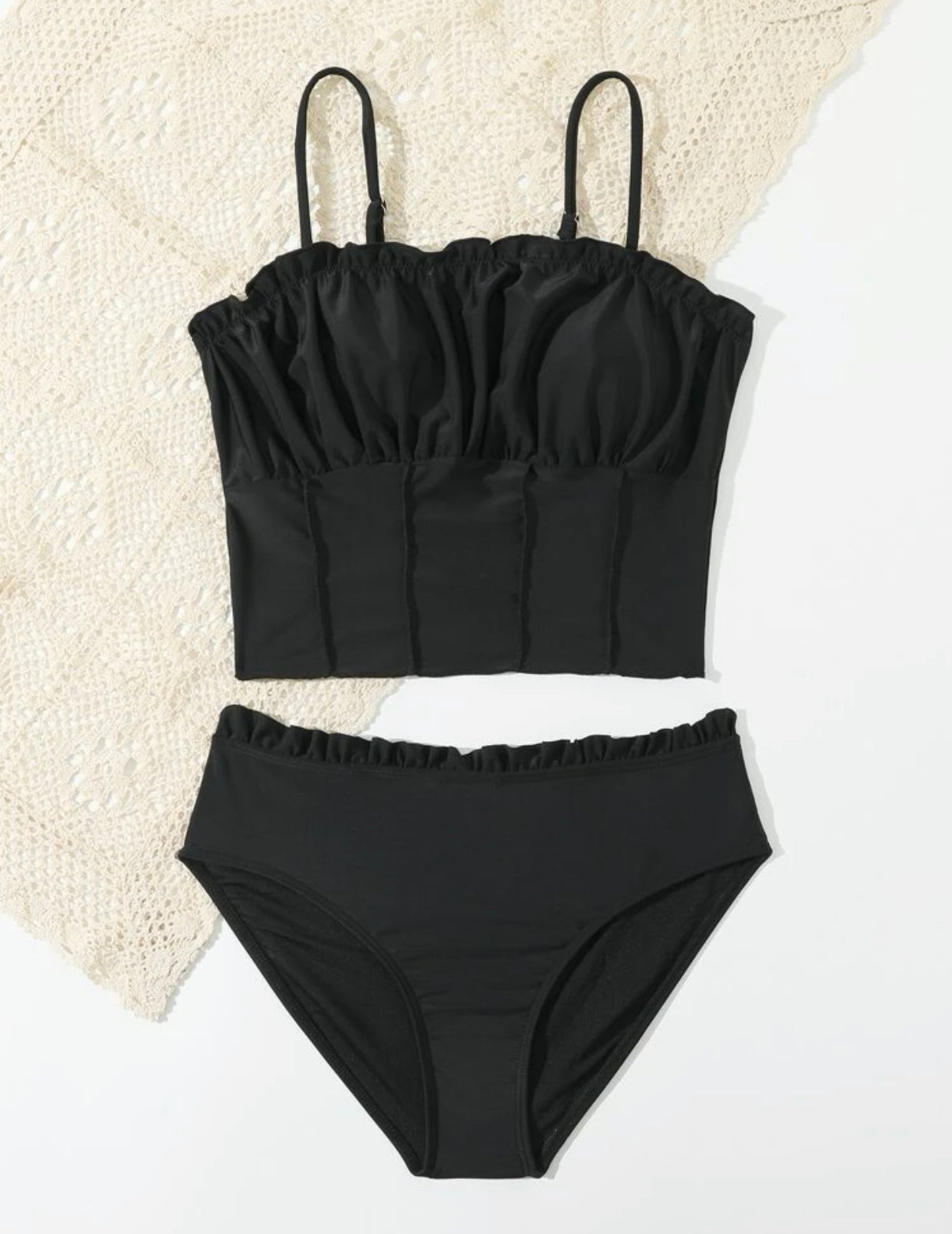 Teen girls frill trim bikini swimsuit