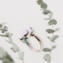 Opal inspired with turquoise accents geometric decor ring.