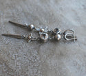 Long Antique Silver Color Drop Dangle Earrings for Women Punk Vintage Flower Metal White Crystal Cone Pendant Earrings