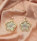 Rhinestone decor flower drop earrings