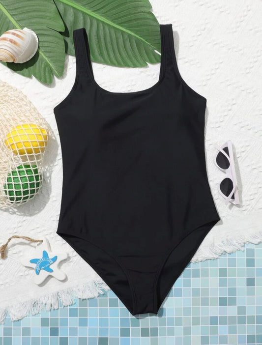 Teen Girls Solid One Piece Swimsuit