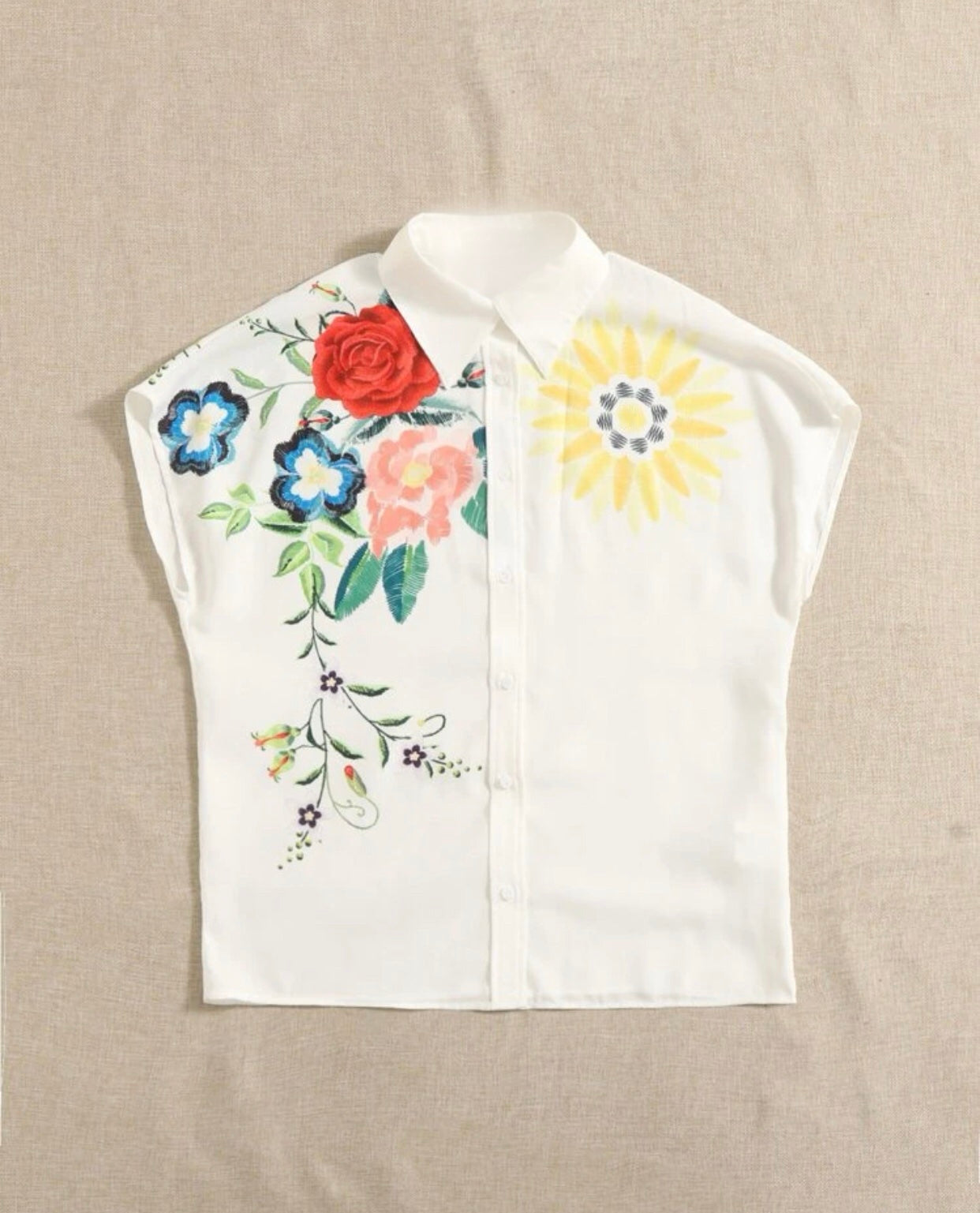 Floral print batwing sleeve blouse