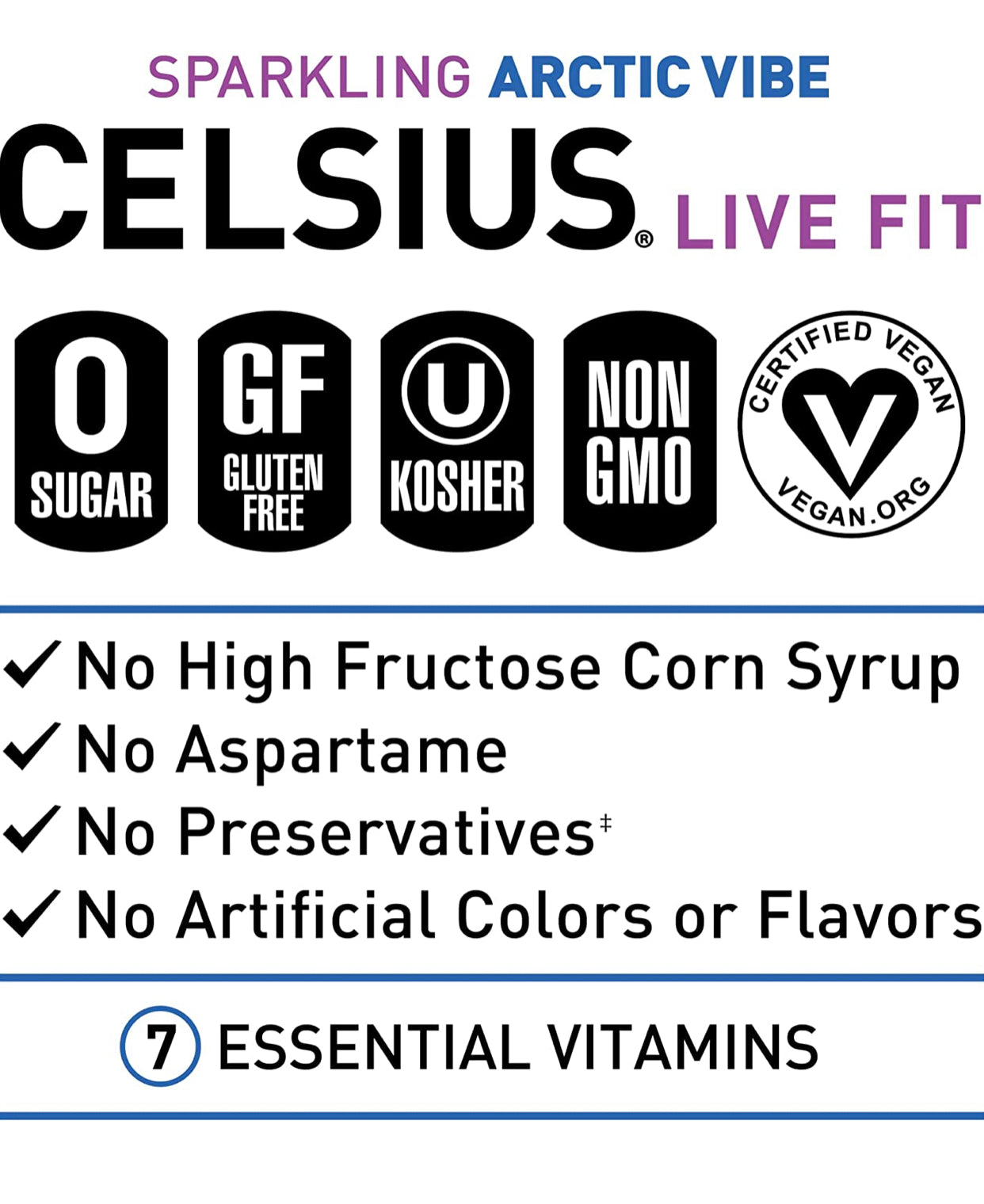 CELSIUS Essential Energy Drink 12 Fl Oz, Arctic Vibe Sparkling Frozen Berry Edition (Pack of 12)