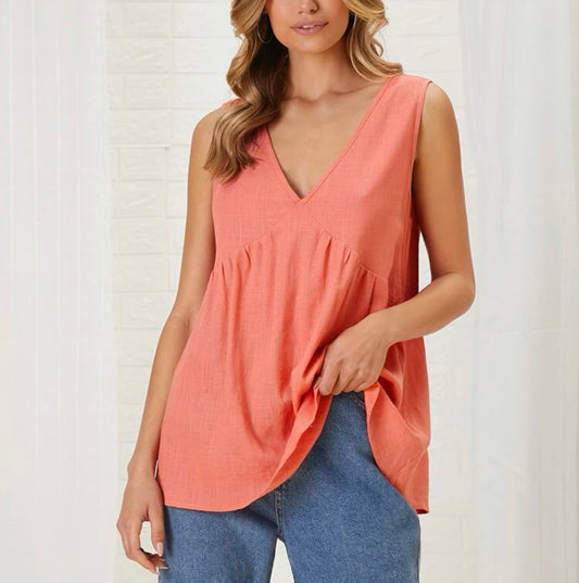 Solid V-neck tank top
