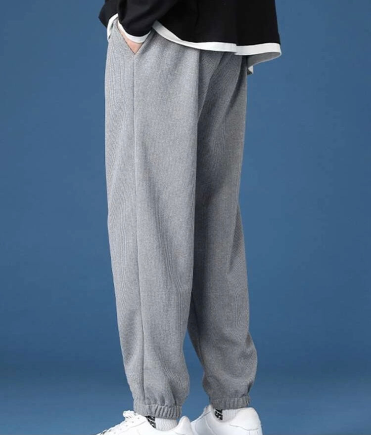 Men solid drawstring waist sweatpants