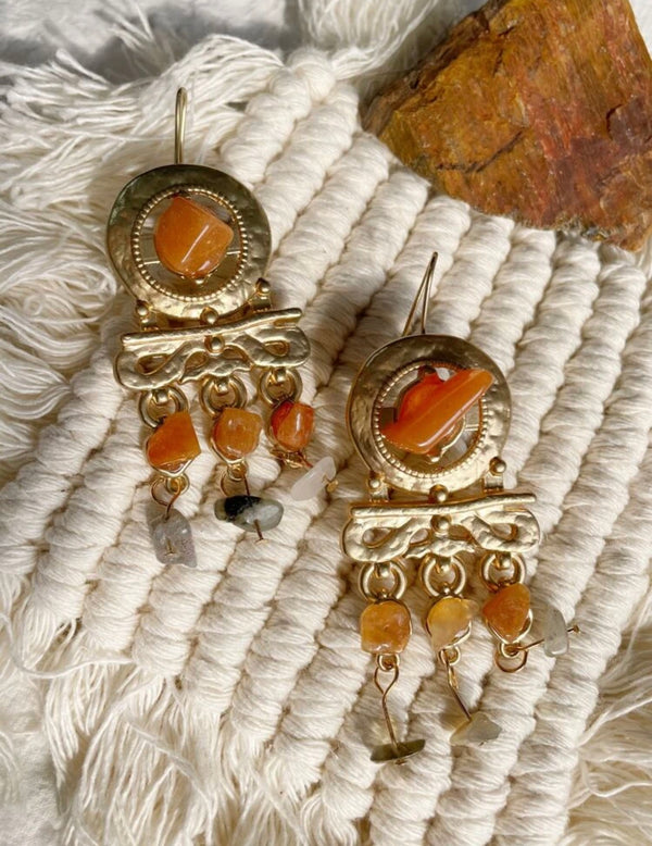 Irregular stone decor dangle earrings