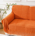 Burnt Orange Throw Blanket. Lightweight Textured Solid Fall Decor Throw, 50