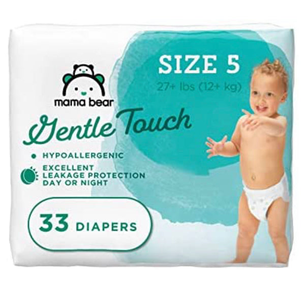 Mama Bear Gentle Touch Diapers, Hypoallergenic, Sizes 1-7. 49 Count