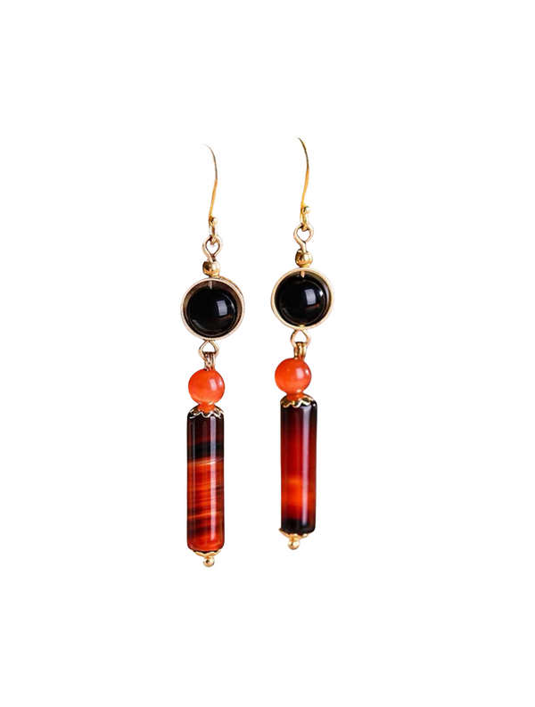 Unique stone decor dangle earrings