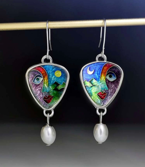 Style #2 Abstract design face decor dangle earrings