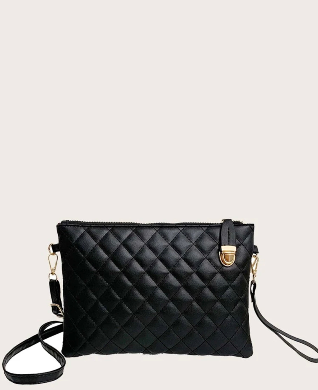 Quilted embossed zip crossbody bag