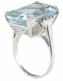 Vintage Women 925 Sterling Silver Aquamarine Gemstone Ring - Christina’s unique boutique LLC