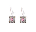 Vintage inspired pink gemstone two tone drop earrings