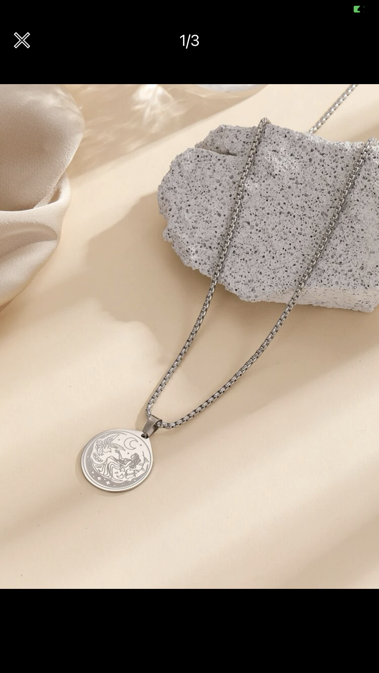 Figure graphic round charm necklace