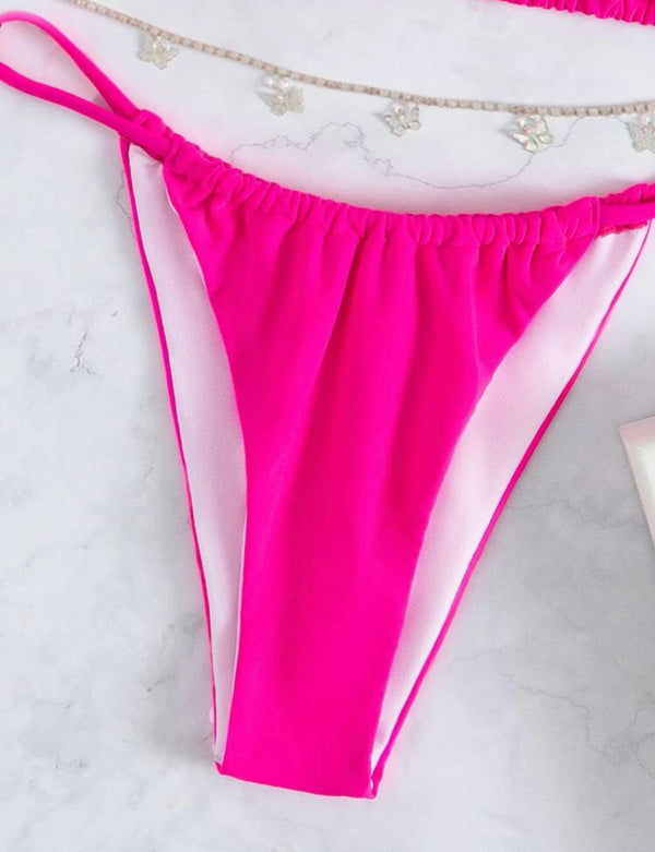 Hot pink butterfly decor bikini bottom
