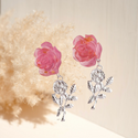 Rose decor drop earrings