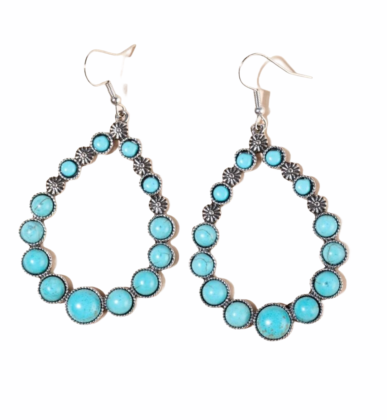 Turquoise decor hoop earrings - Christina’s unique boutique LLC