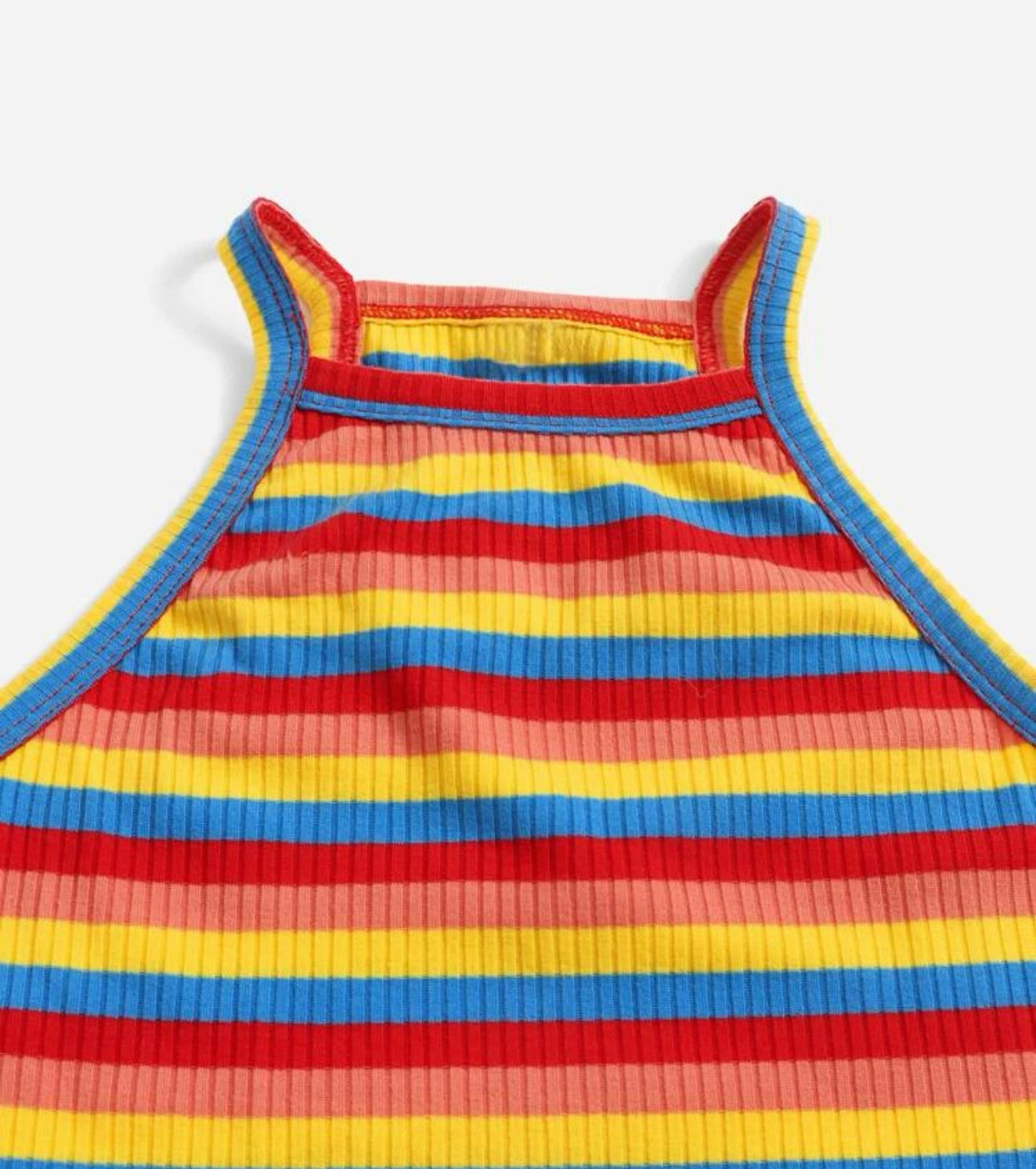 Teen girls block striped halter top