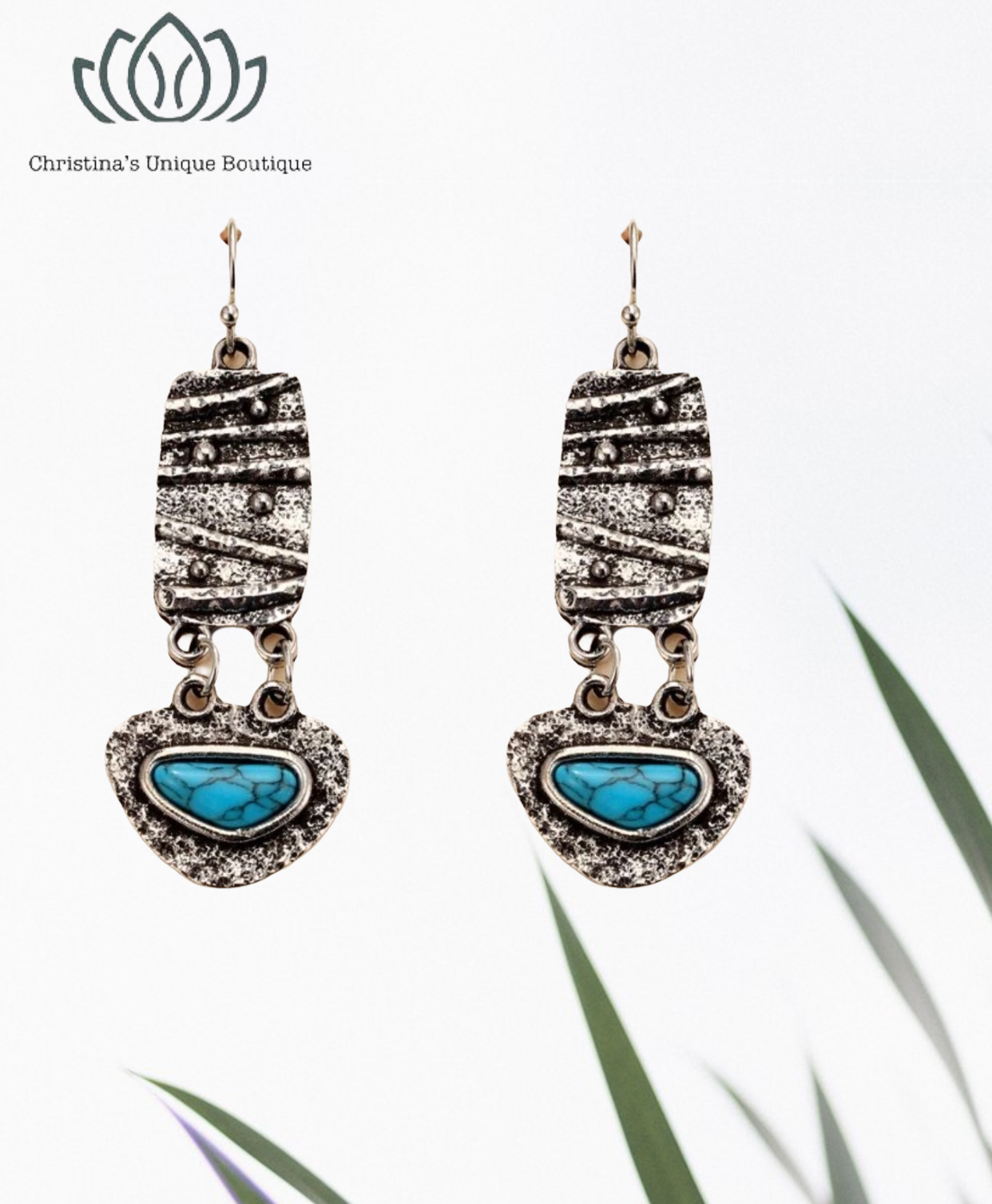 Stone decor geometric dangle earrings - Christina’s unique boutique LLC