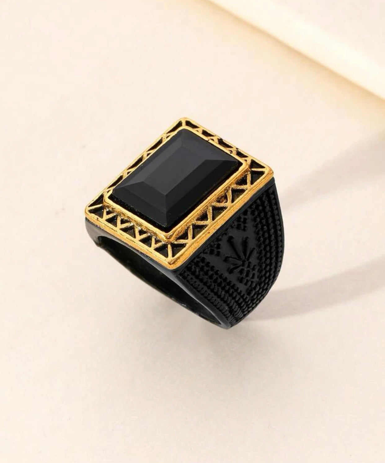 Geometric decor gold accent ring