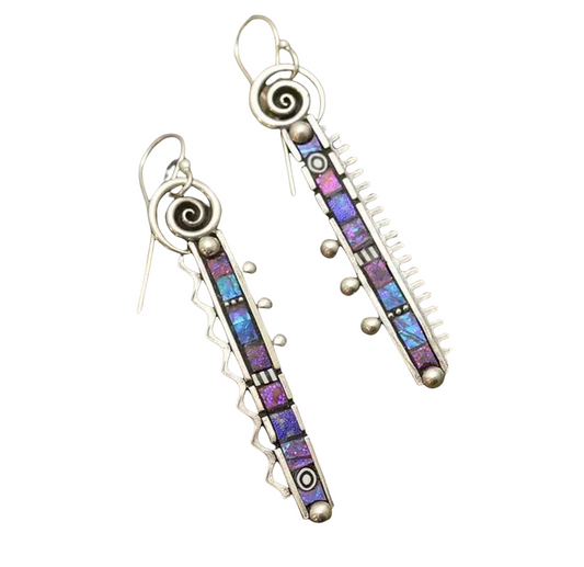 Exaggerated electroplated colorful  swirl design dangle earrings