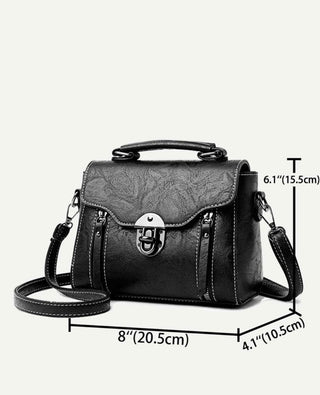 Black vintage design push lock square bag