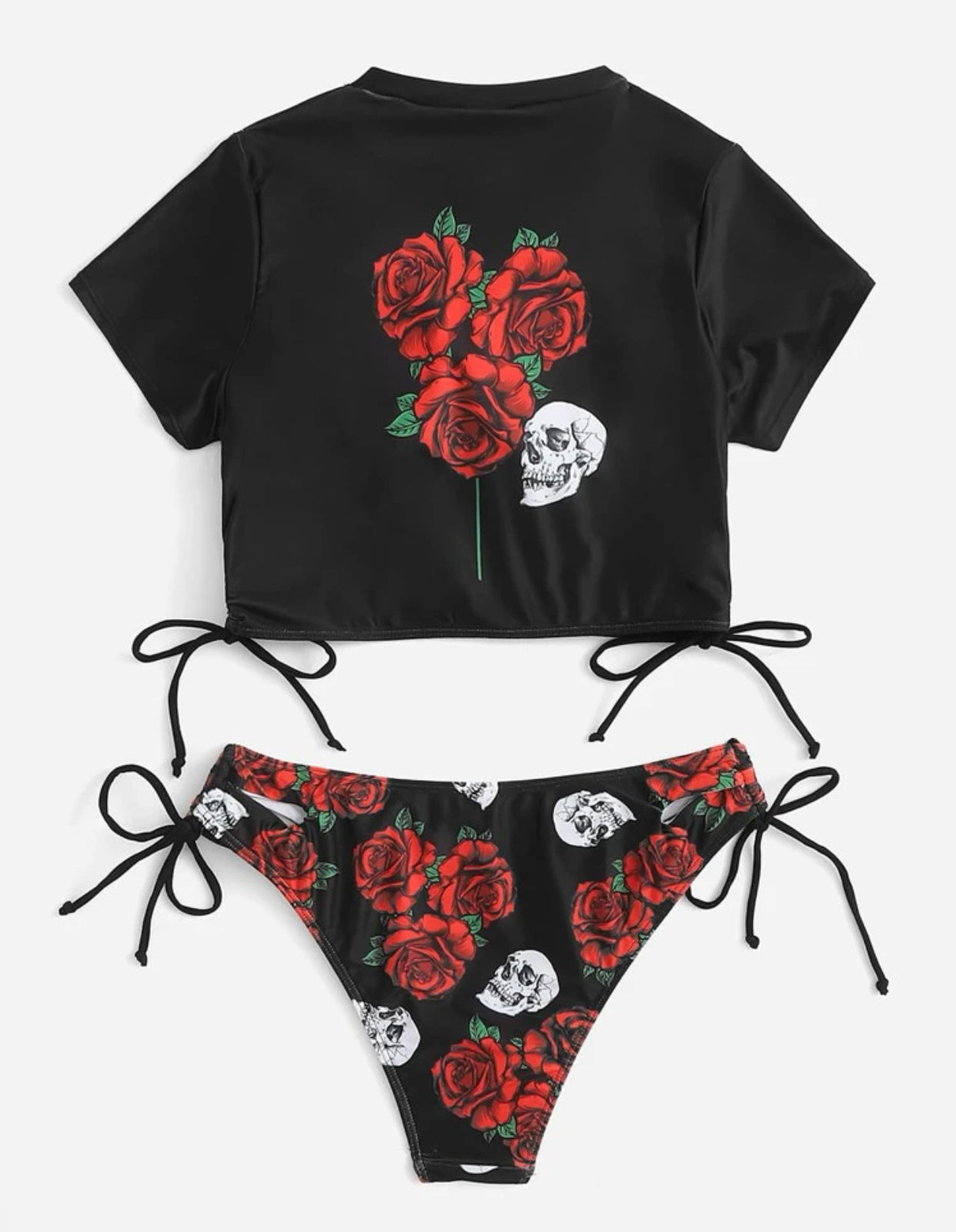 Goth skeleton graphic bikini swimsuit