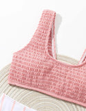 Girls stripe smocked bikini swimsuit