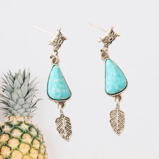Triangle & leaf decor drop earrings