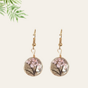 Flower design glass ball charm drop earrings
