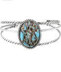 Women's Western Style Semi Precious Howlite Stone Open Cuff Bracelet