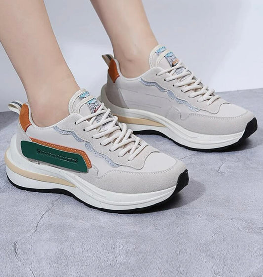 Colorblock lace-up front chunky sneakers