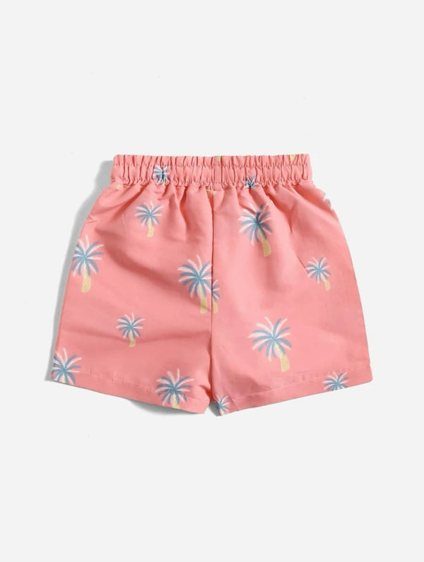 Boys Palm Tree Print Swim Shorts