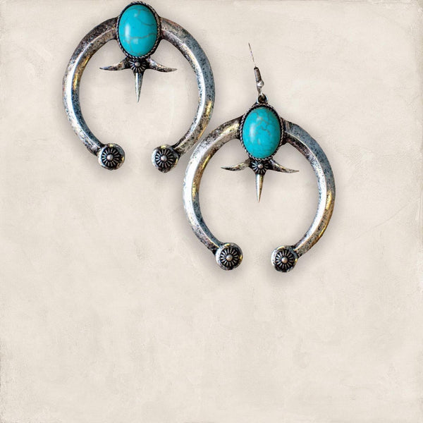 Bohemian Style Inlaid Pine Stone Flower Texture Vintage inspired  Irregular Shape earrings