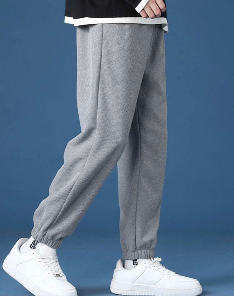 Men solid drawstring waist sweatpants