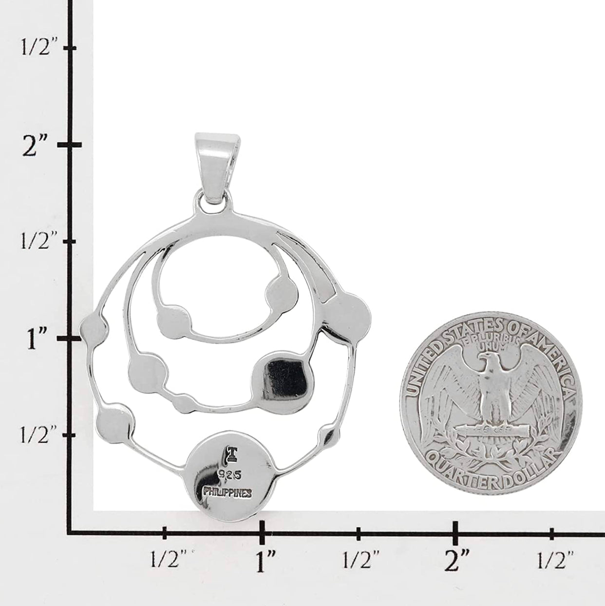 Planets Solar System Gemstone Pendant Necklace 20" in Sterling Silver 925 & Genuine Turquoise