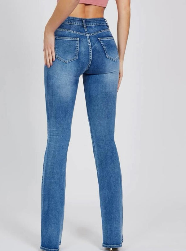 Tall high waisted ripped bootcut jeans