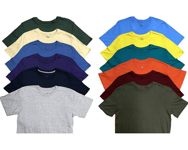 Men’s Extended 12 Pack Plus Size Men Cotton T-Shirt Bulk Big Tall Short Sleeve Lightweight Tees