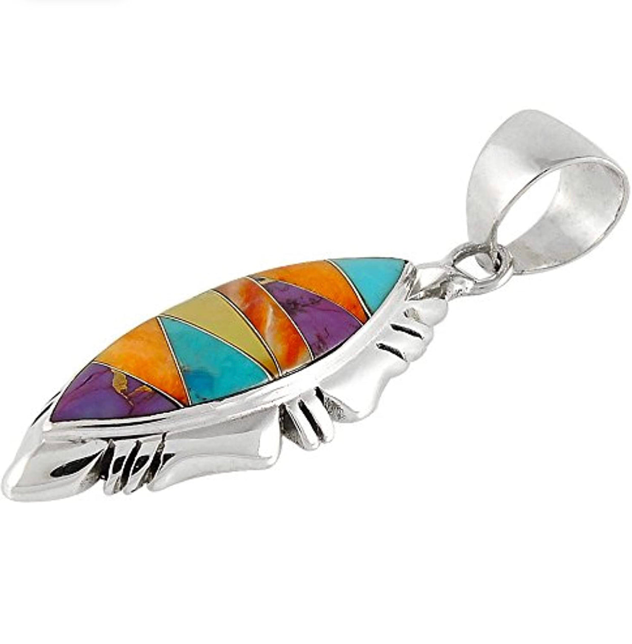 Turquoise Necklace 925 Sterling Silver & Genuine Turquoise and Semiprecious Gemstones Pendant 20"