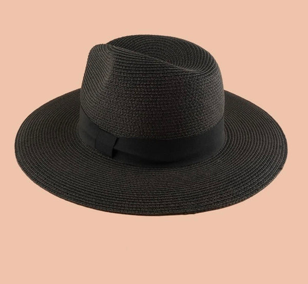 Minimalist black straw hat - Christina’s unique boutique LLC